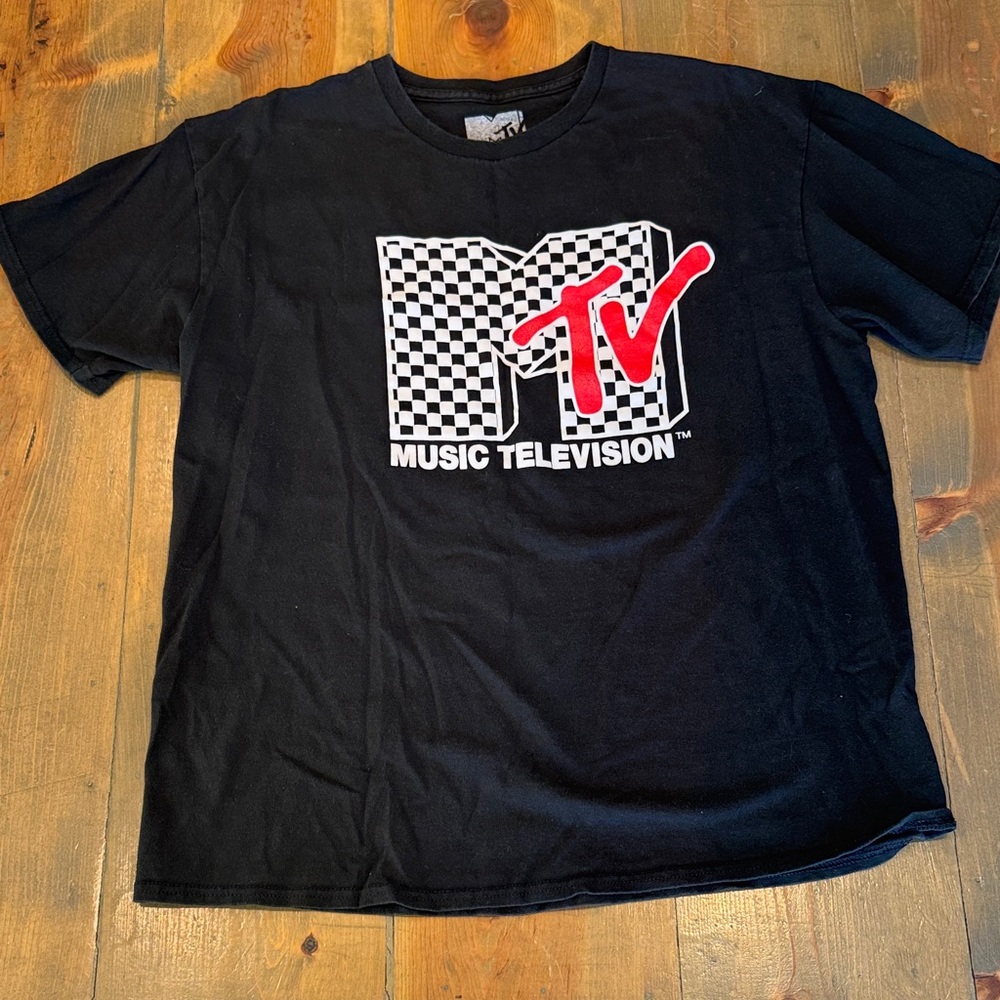 MTV Black Tee with White Logo